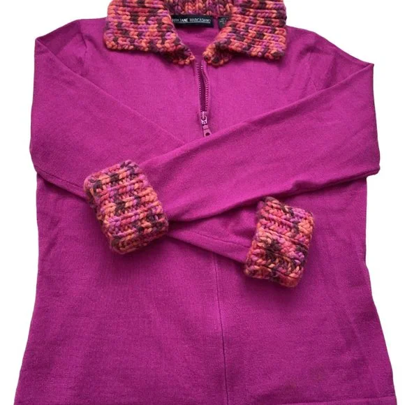 Mary Jane Marcasiano fuchsia sweater size S - Picture 3 of 4